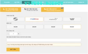 Rút tiền Five88 qua card điện thoại